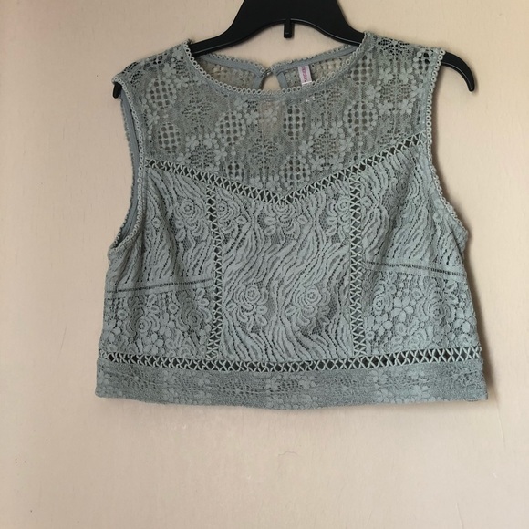 Xhilaration Tops - xhilaration mint green lace detailed crop top